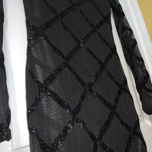 NWT Missguided Black Mesh Glitter Detail Bodycon - Picture 7 of 7